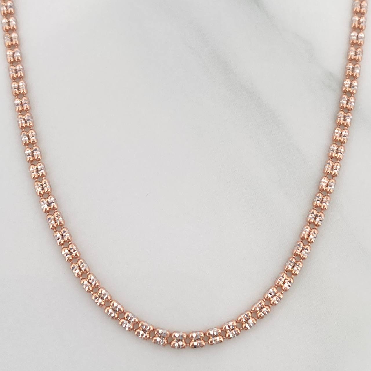 Cadena Ice 8.4 g / 60.5 cm / 2.2 mm Dos Oros Blanco Rosa 18K