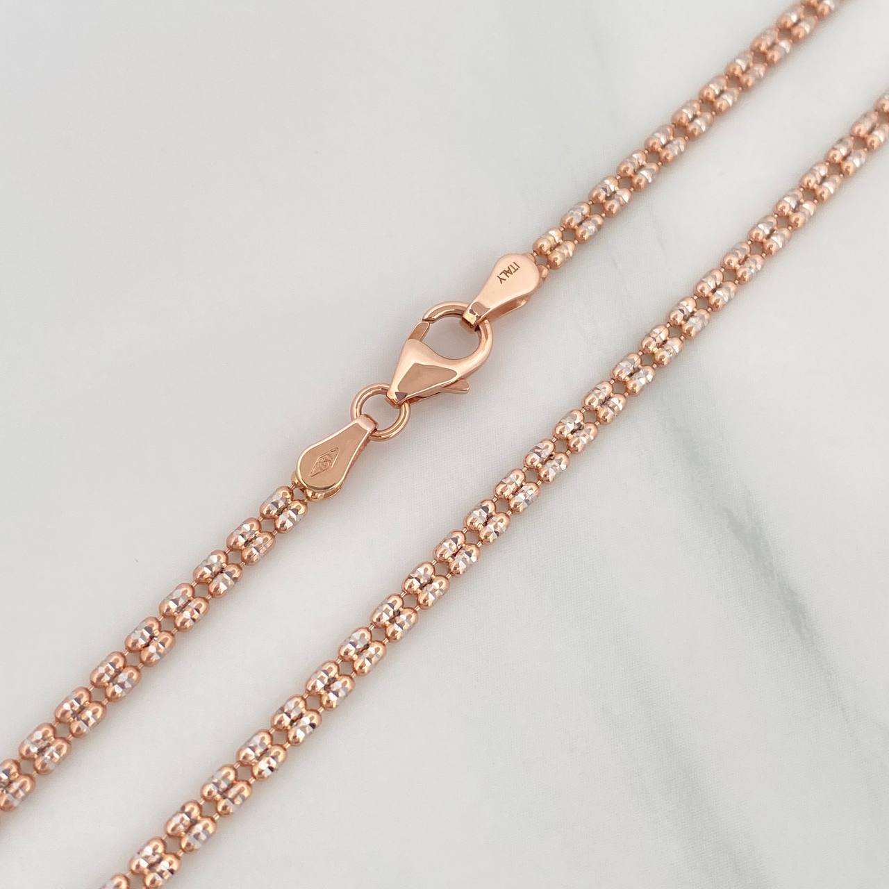 Cadena Ice 8.4 g / 60.5 cm / 2.2 mm Dos Oros Blanco Rosa 18K