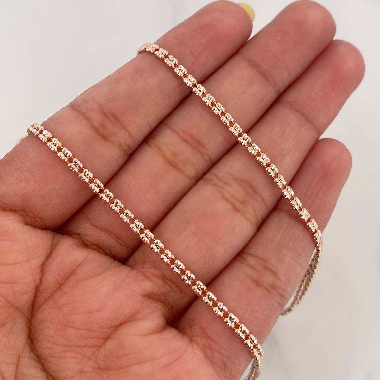 Cadena Ice 8.4 g / 60.5 cm / 2.2 mm Dos Oros Blanco Rosa 18K