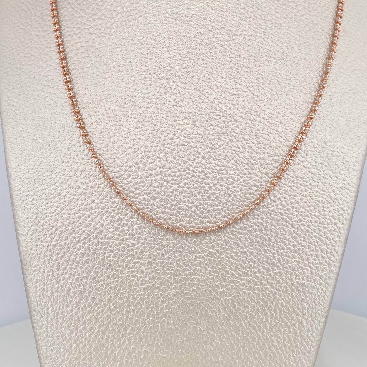 Cadena Ice 8.4 g / 60.5 cm / 2.2 mm Dos Oros Blanco Rosa 18K