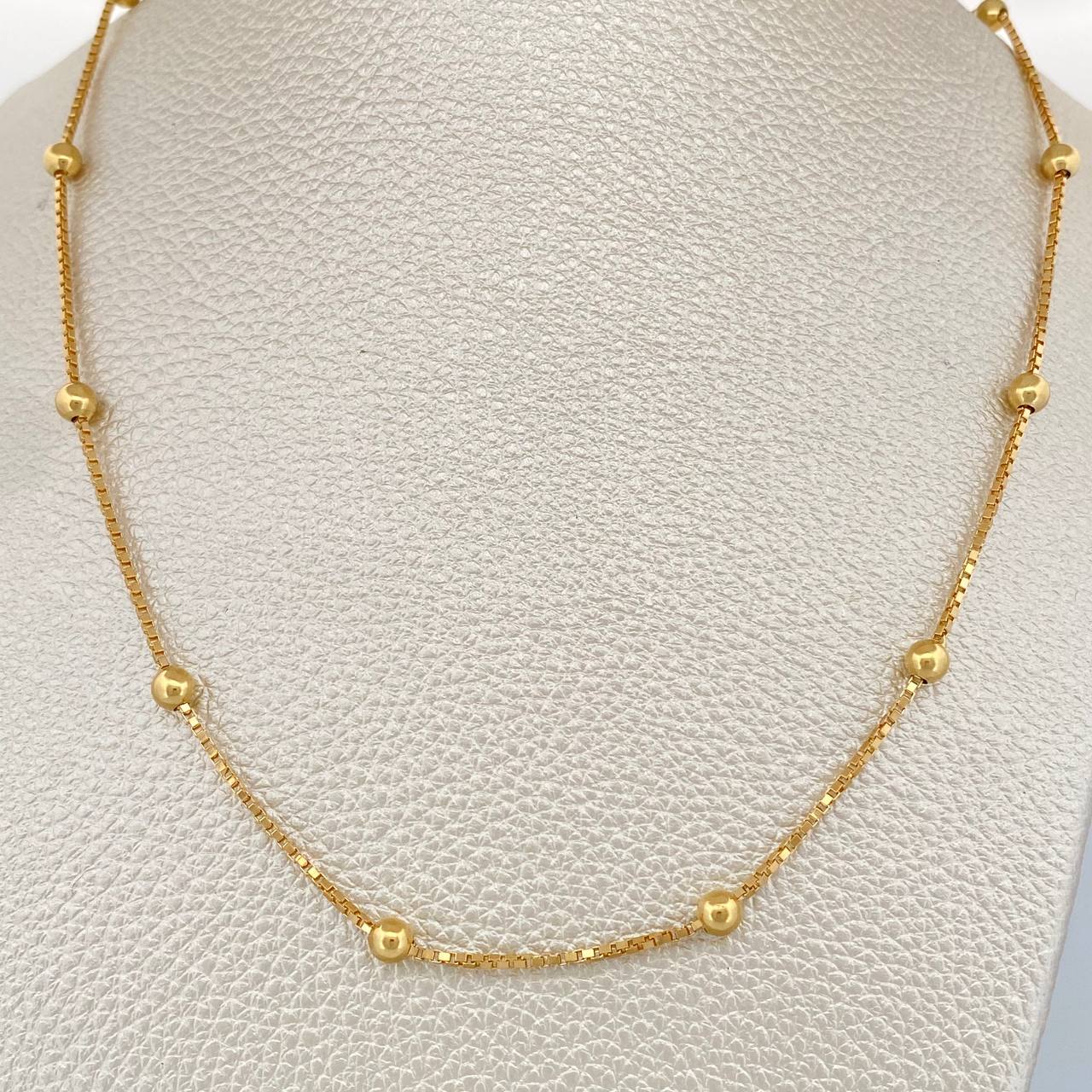 Cadena Veneciana Esferas 7.1gr / 43.5cm / 4mm Oro Amarillo +3 18K +