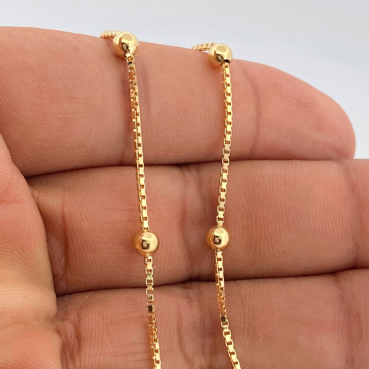Cadena Veneciana Esferas 7.1gr / 43.5cm / 4mm Oro Amarillo +3 18K +