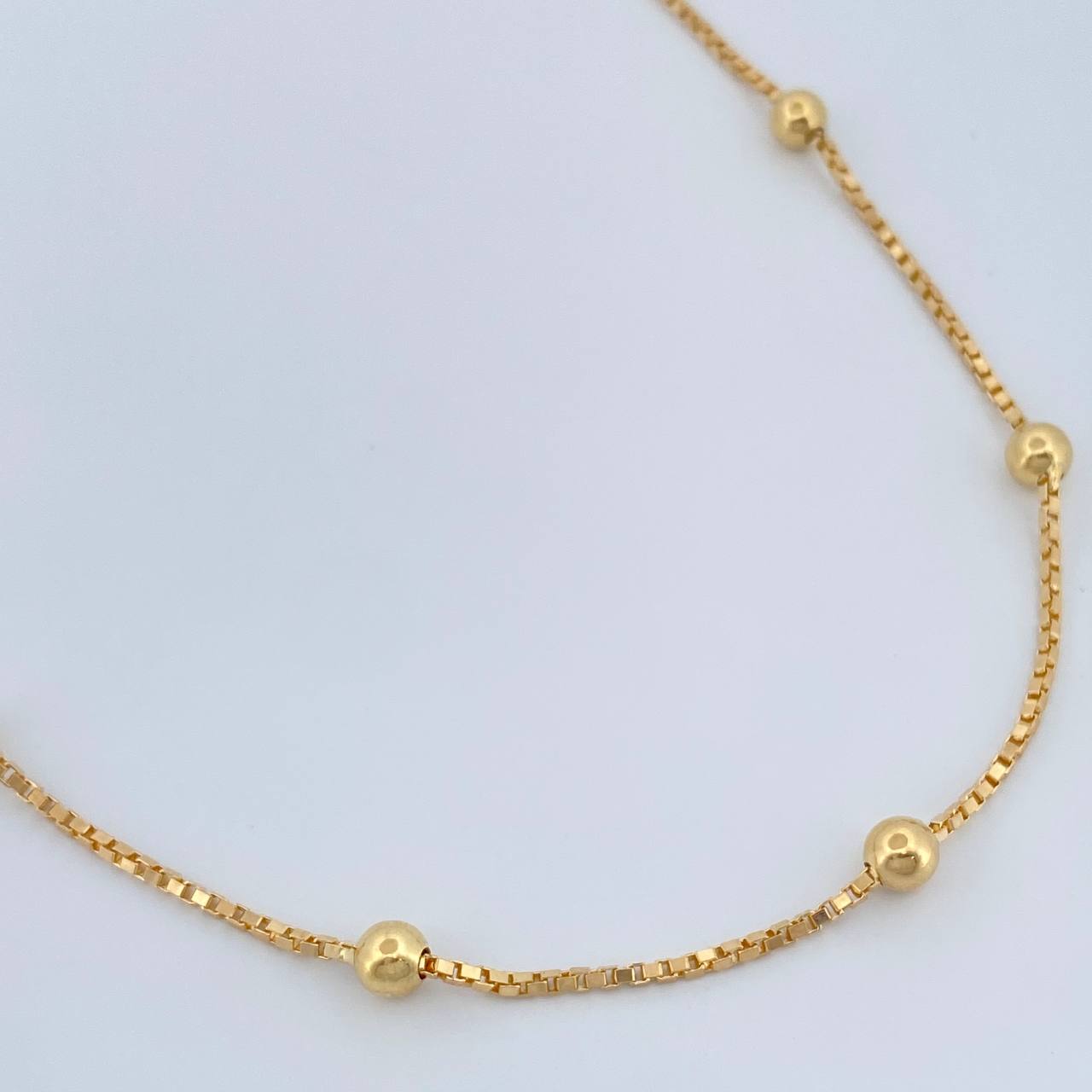 Cadena Veneciana Esferas 7.1gr / 43.5cm / 4mm Oro Amarillo +3 18K +