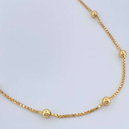 Cadena Veneciana Esferas 7.1gr / 43.5cm / 4mm Oro Amarillo +3 18K +