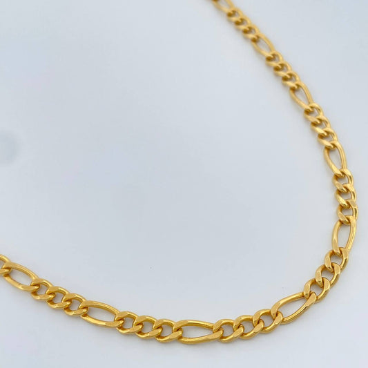Cadena Figaro 9.6gr / 60cm / 3.8mm Oro Amarillo +1 18K +