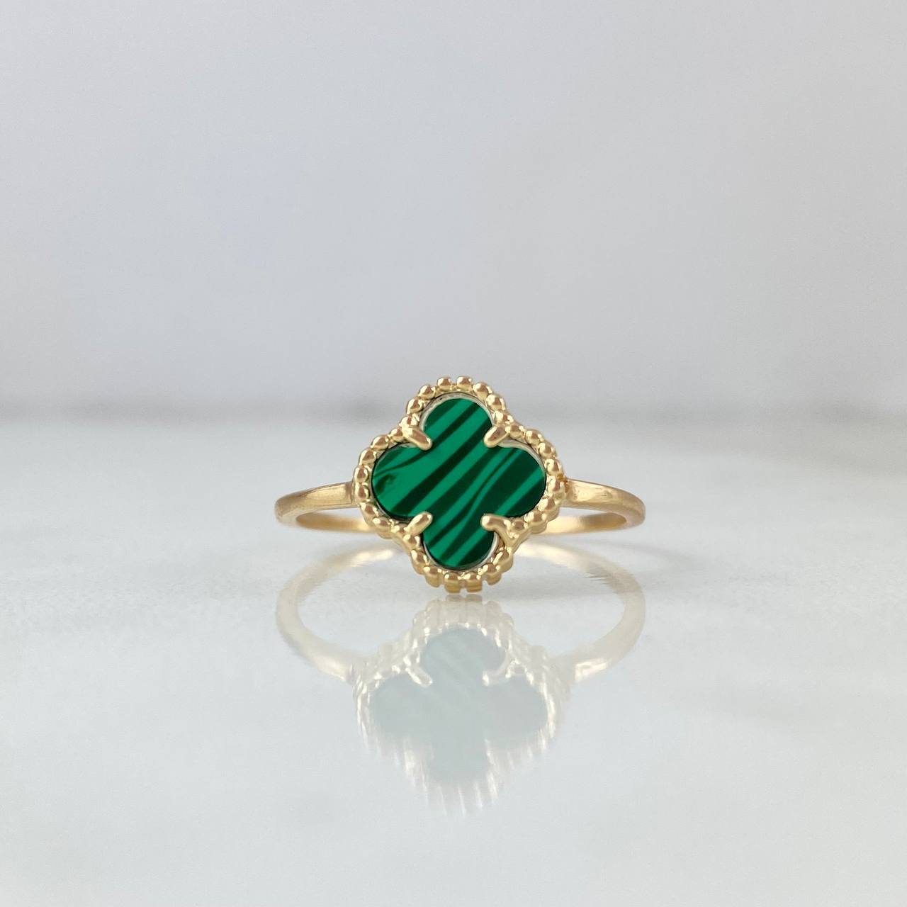 Anillo Trebol VCyA 2.15gr / T6 3/4 / Malaquita Verde Oro Amarillo +4 ©