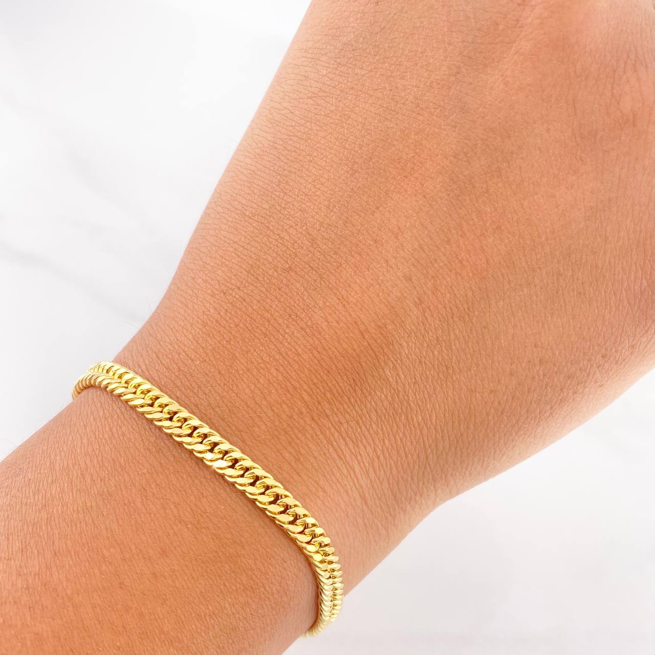 Pulso Cubano Reticulado 5g / 19cm / 4.4mm Oro Amarillo 18K