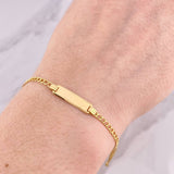 Pulso Cubano Placa Rectangular 2.2g / 16.6cm / 2.6mm Oro Amarillo 18K