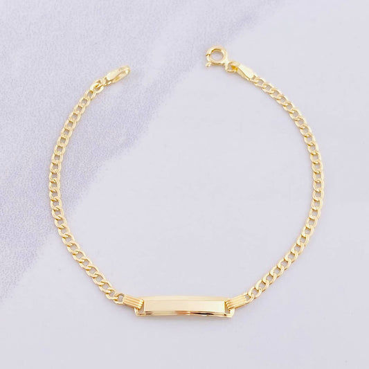 Pulso Cubano Placa Rectangular 1.55g / 16.2cm / 2.4mm Oro Amarillo 18K