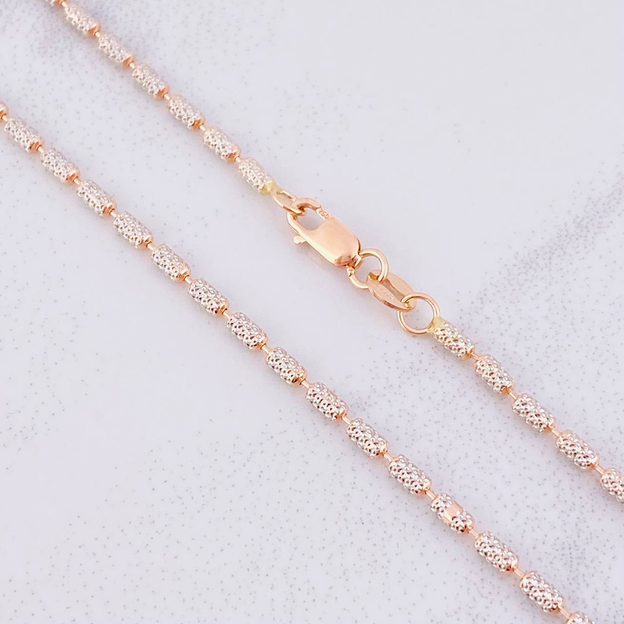 Cadena Ice 7.8g / 50cm / 2mm Dos Oros Blanco Rosa 18K