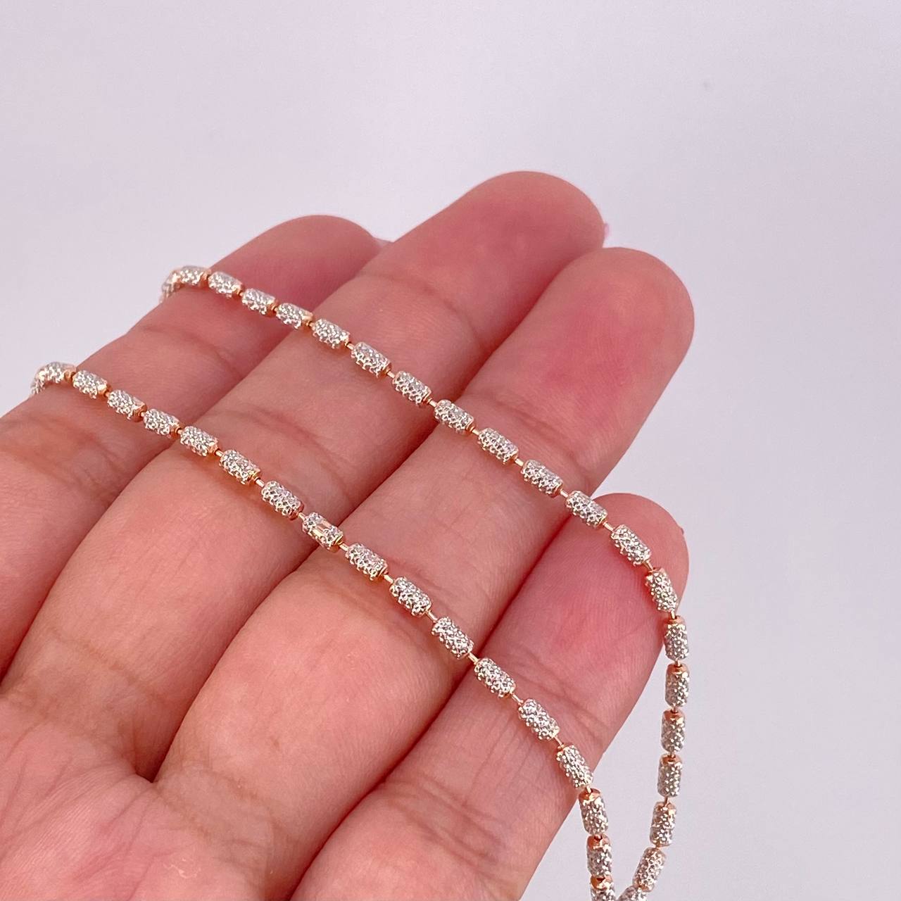 Cadena Ice 7.8g / 50cm / 2mm Dos Oros Blanco Rosa 18K