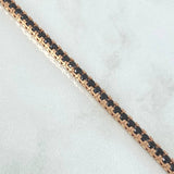Pulso Tennis 10.6gr / 18cm / 3mm Circones Negros Oro Rosa 18K