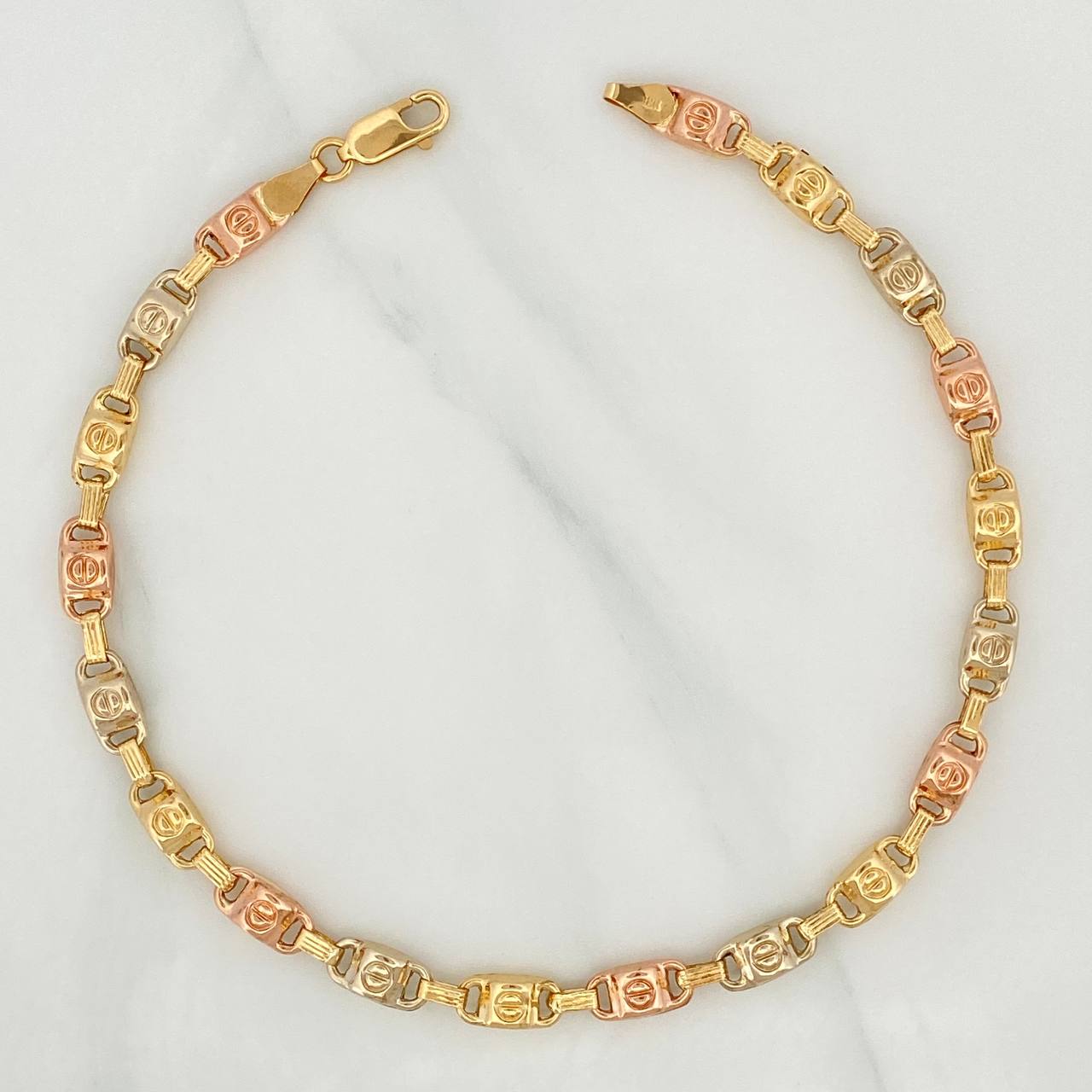 Tobillera Rustica Tornillo 6.75 g / 25.8 cm / 5.21 mm Tres Oros 18K