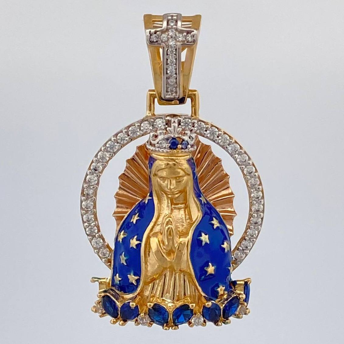 Dije Virgen Guadalupe 7.35 g / 3.1 cm Dos Oros Amarillo Blanco 18K
