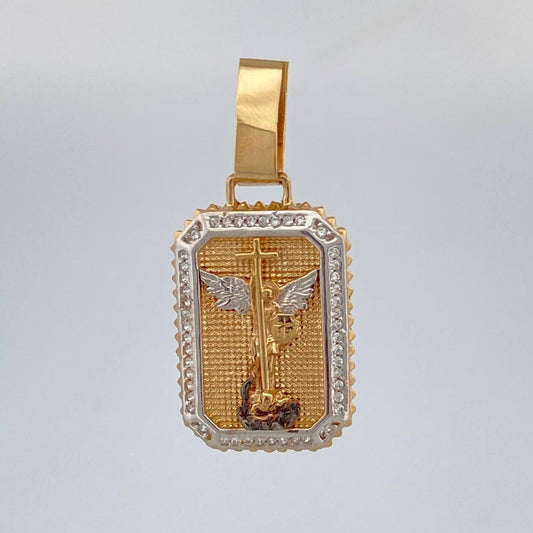 Dije Placa San Miguel Arcangel 5.4 g / 3.9 cm Tres Oros 18K