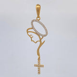 Dije Virgen Maria Cruz 2.6 g / 5.5 cm Dos Oros Amarillo Blanco 18K