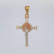 Dije Cruz Cristo San Benito 2.95 g / 4.2 cm Tres Oros 18K