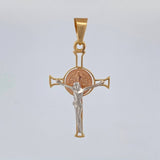 Dije Cruz Cristo San Benito 2.95 g / 4.2 cm Tres Oros 18K