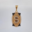 Dije Placa Signo Dolar 4.6 g / 3.8 cm Dos Oros Negro Amarillo 18K