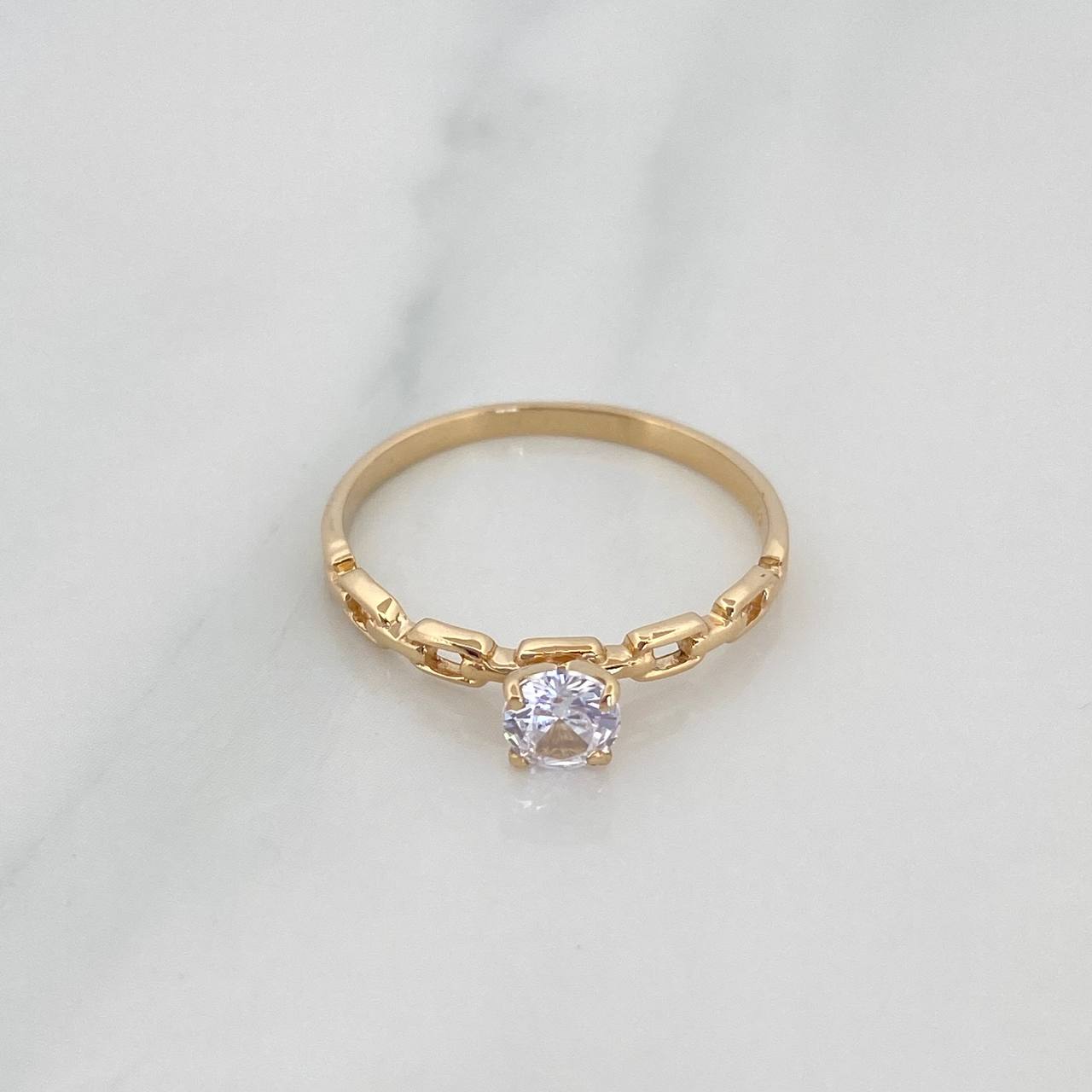 Anillo Solitario Eslabon 1.5 g / T7 Oro Amarillo 18K