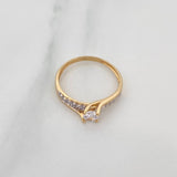 Anillo Solitario Linea Invertida 1.7 g / T6 Dos Oros Amarillo Blanco 18K