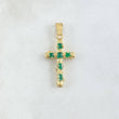 Dije Crúz Tronco 2.8gr / 3.5cm / Esmeraldas 65pts Oro Amarillo 18K (Joya)
