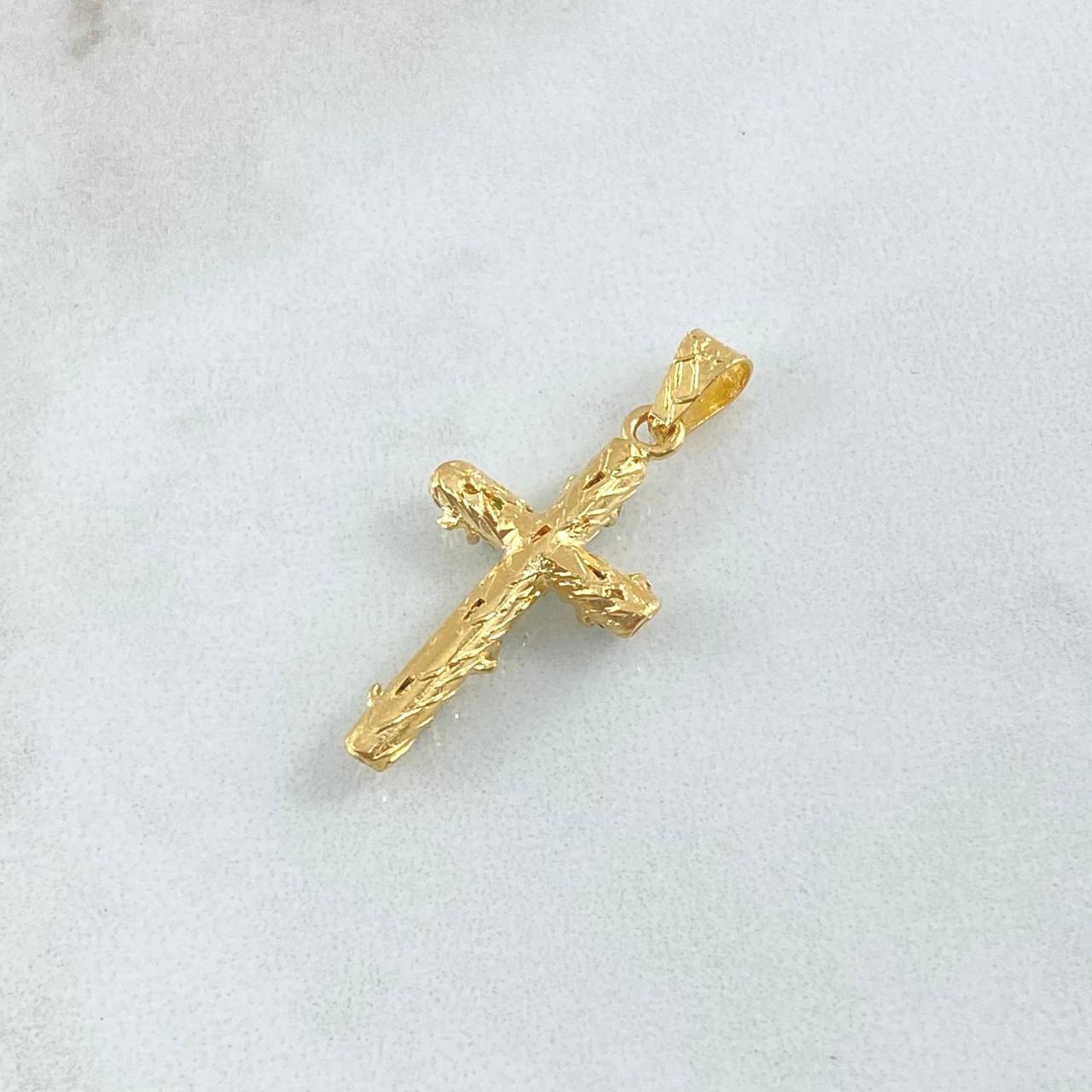 Dije Crúz Tronco 2gr / 3.2cm / Esmeraldas 50pts Oro Amarillo 18K (Joya)