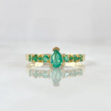 Anillo Solitario Gota 1.75gr / T6 / Esmeraldas 54pts Oro Amarillo 18K (Joya)