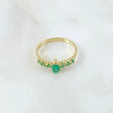 Anillo Solitario Gota 1.75gr / T6 / Esmeraldas 54pts Oro Amarillo 18K (Joya)