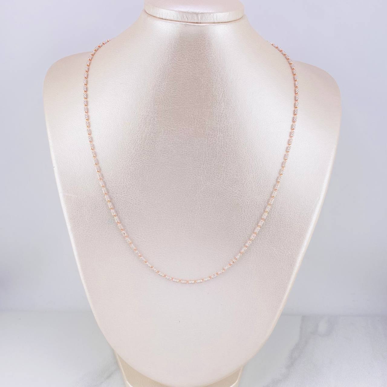 Cadena Ice 7.95g / 50cm / 2mm Dos Oros Blanco Rosa 18K