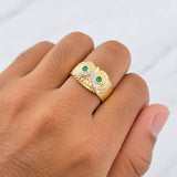 Anillo Buho 4.85g / T11 Dos Oros Amarillo Blanco 18K