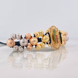 Pulsera Tejida Virgen Guadalupe Tres Oros 18K