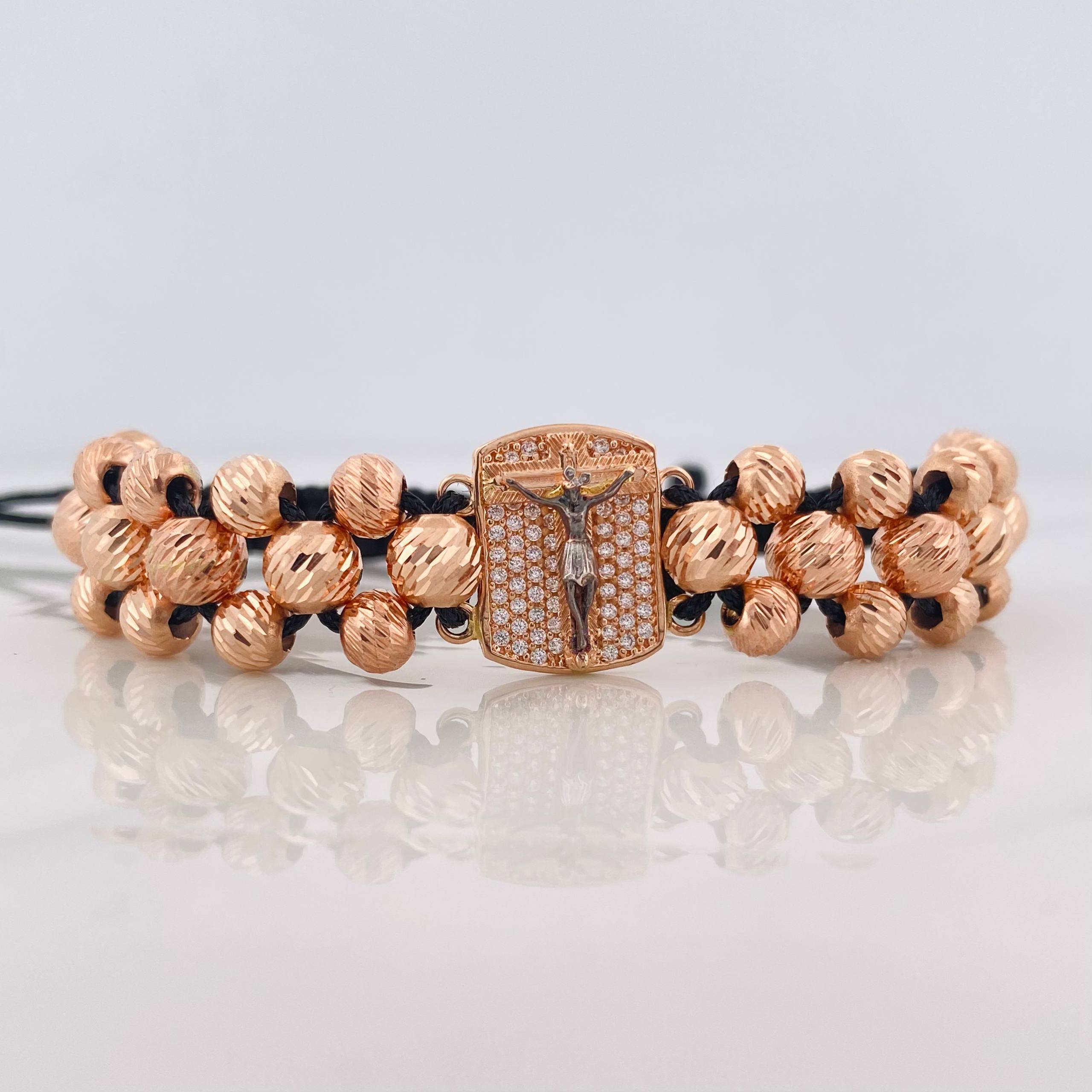 Pulsera Tejida Cruz Cristo Milagroso de Buga TresOros 18K