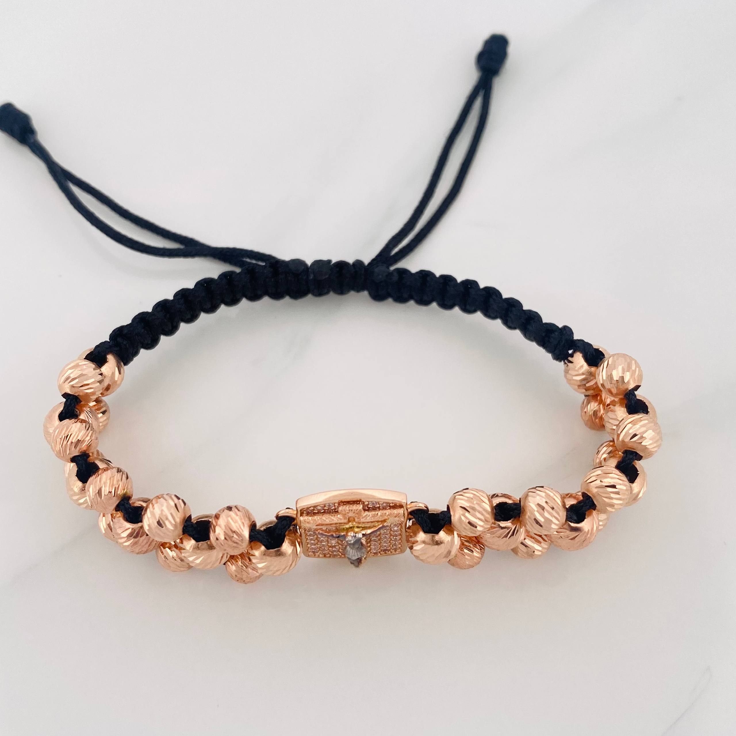 Pulsera Tejida Cruz Cristo Milagroso de Buga TresOros 18K