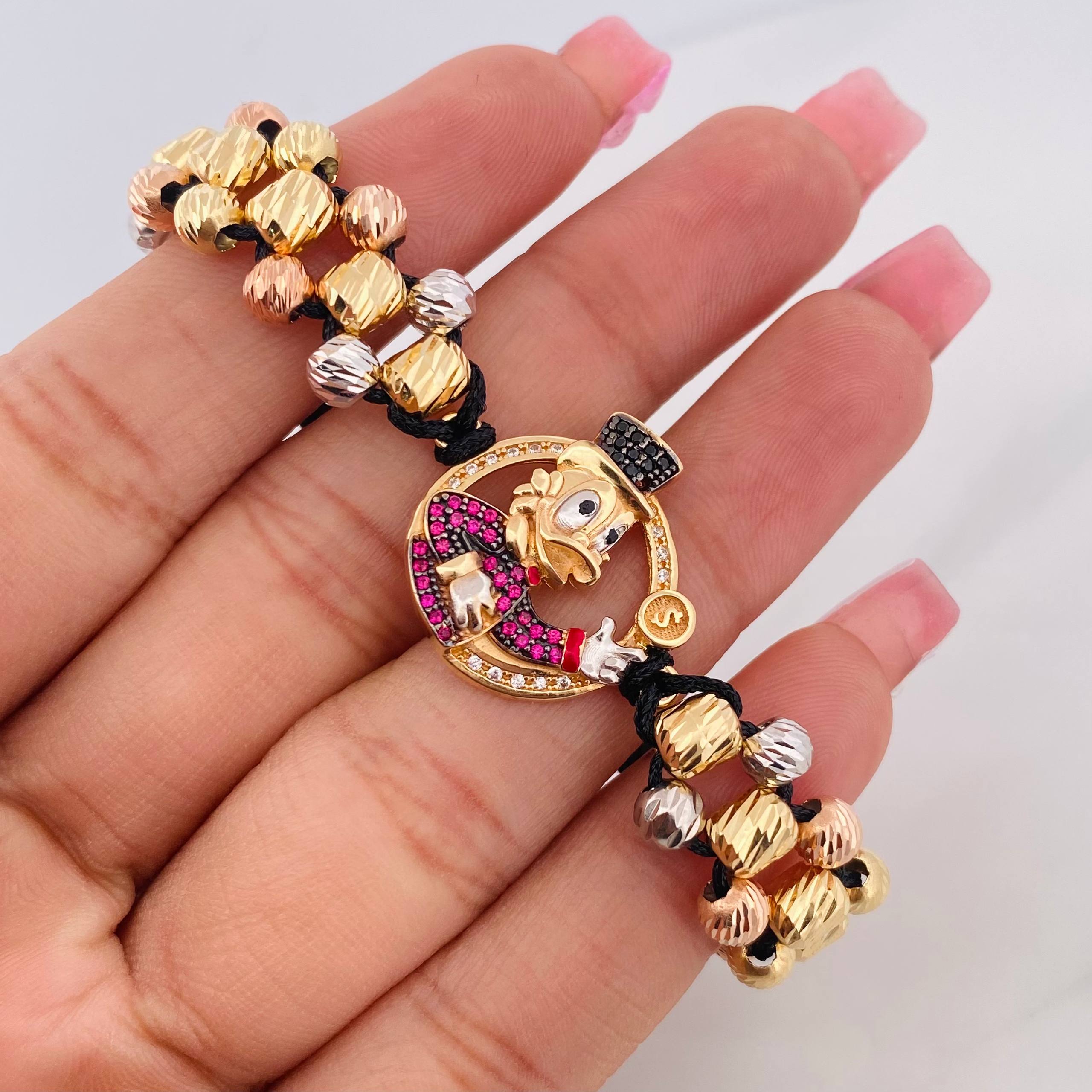 Pulsera Tejida Pato Cuatro Oros 18K