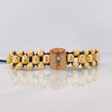 Pulsera Tejida Cruz Cristo Milagroso de Buga Cuatro Oros 18K