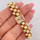 Pulsera Tejida Cruz Cristo Milagroso de Buga Cuatro Oros 18K