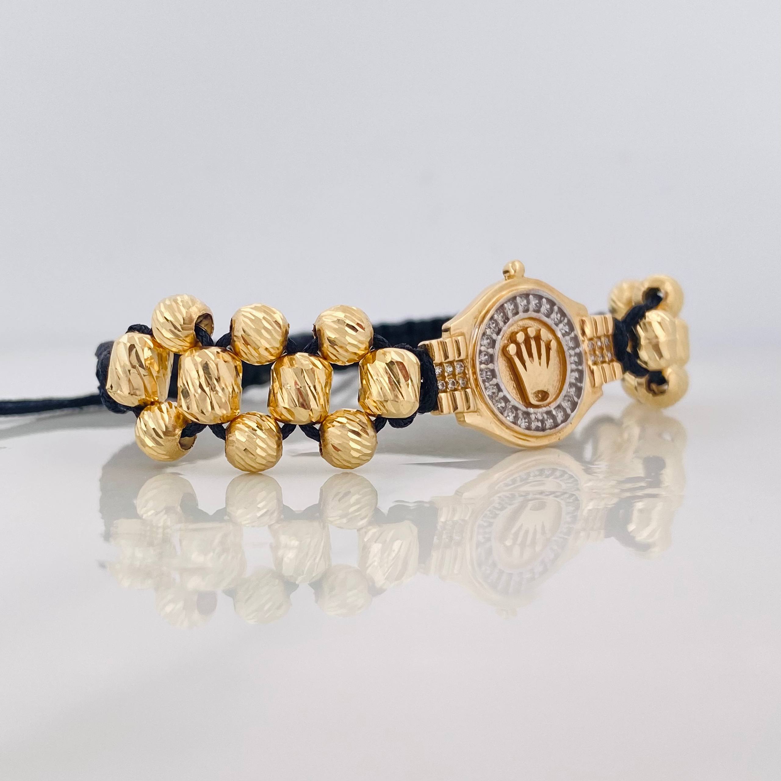 Pulsera Tejida Corona Dos Oros Amarillo Blanco 18K