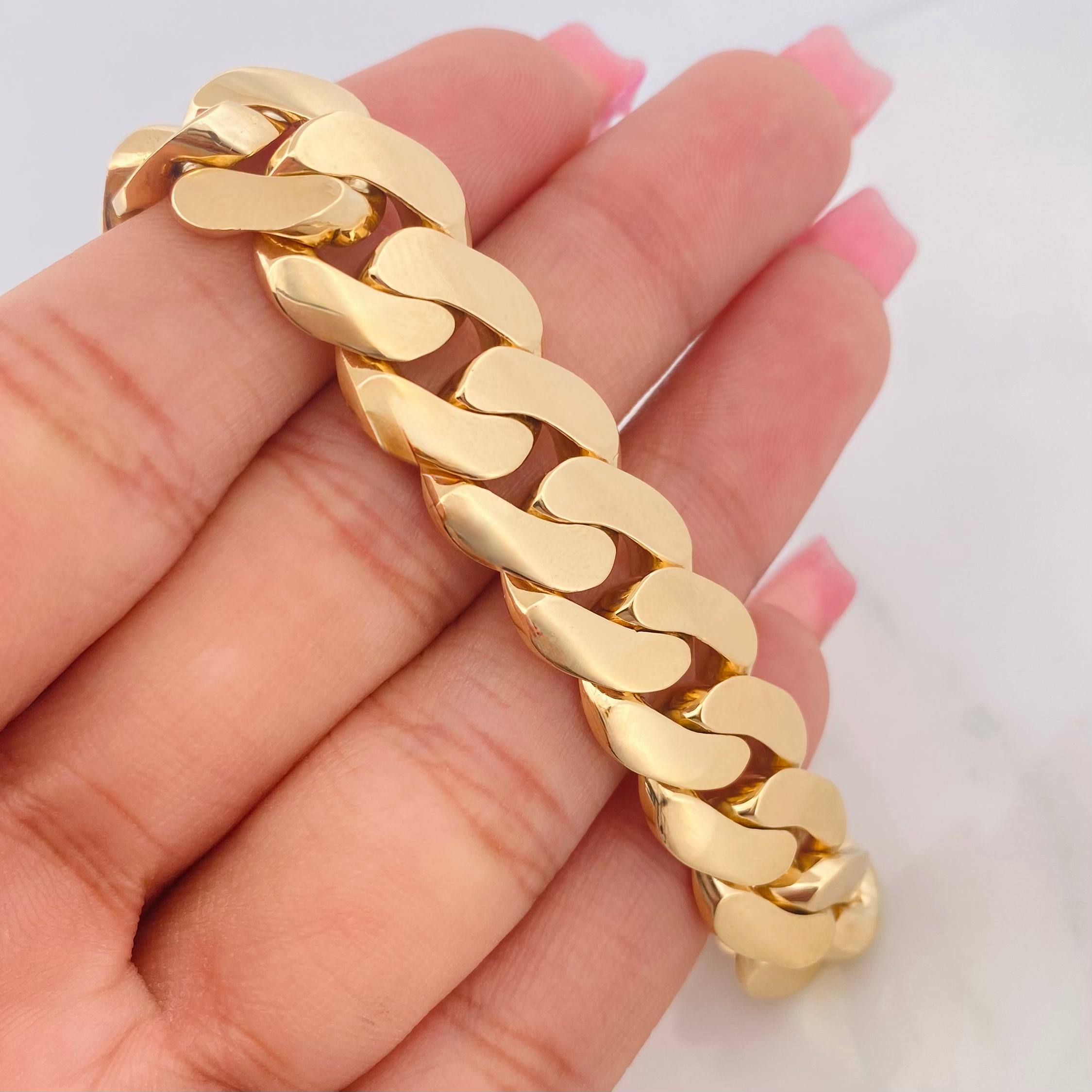 Pulso Cubano 129.35g / 25cm / 13.9mm Oro Amarillo 18K