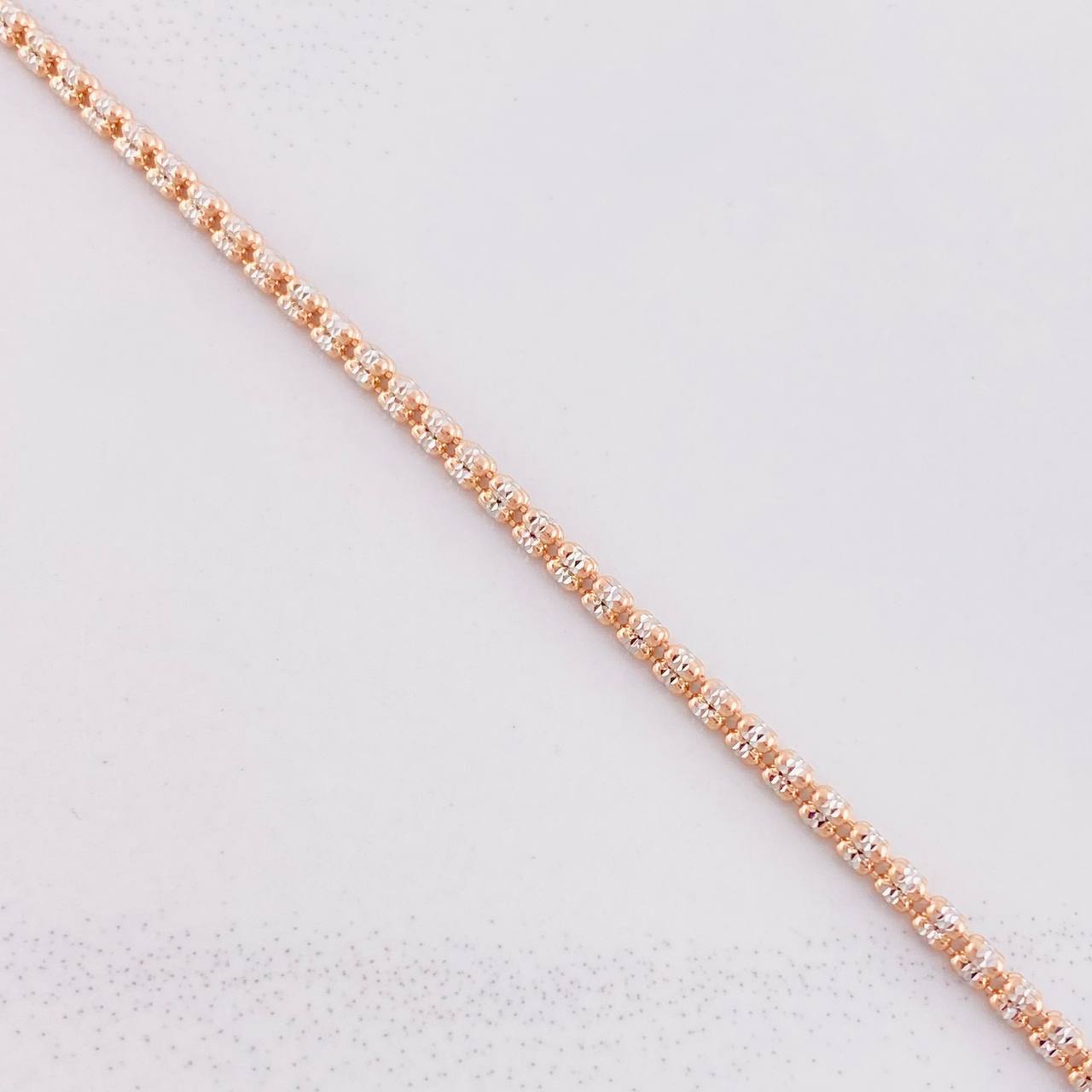 Pulso Ice 4.6g / 20.3cm / 2.4mm Dos Oros Blanco Rosa 18K
