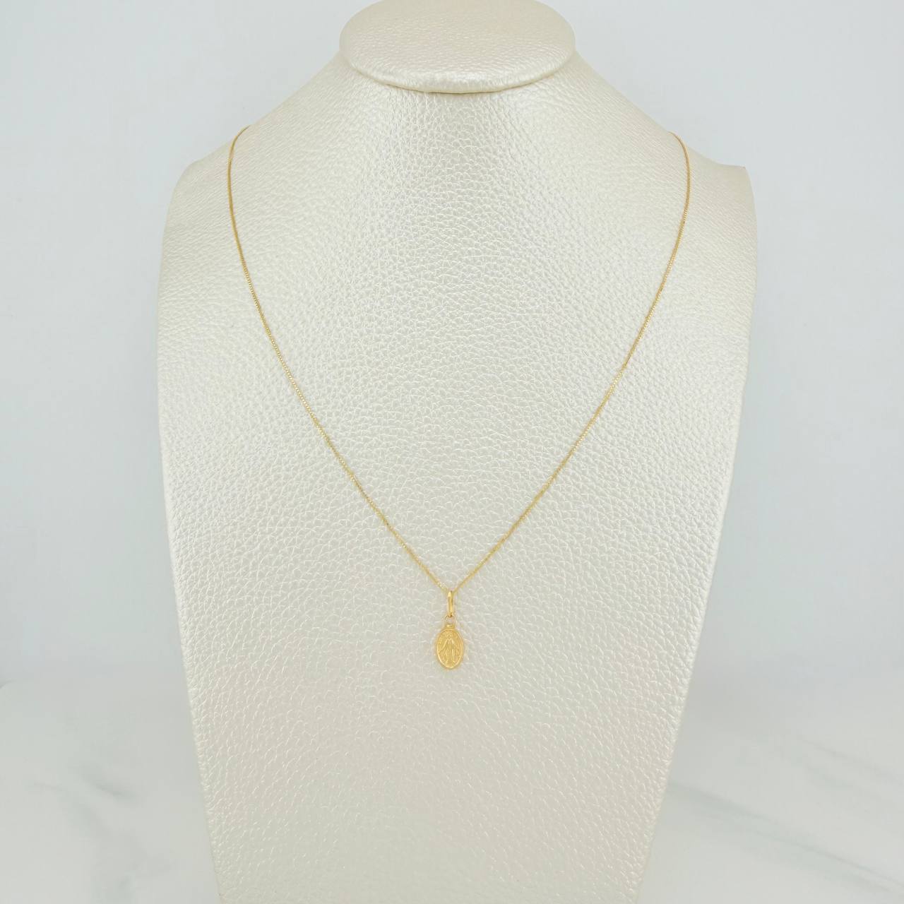 Set Cadena y Dije Veneciana + Virgen Milagrosa 1.35gr / 50.3cm / 0.55mm Oro Amarillo 18K (Oferta) &