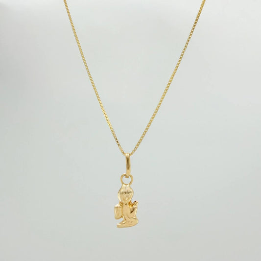 Set Cadena y Dije Veneciana + Angel De La Guarda 1.2gr / 40.2cm / 0.53mm Oro Amarillo 18K (Oferta) &