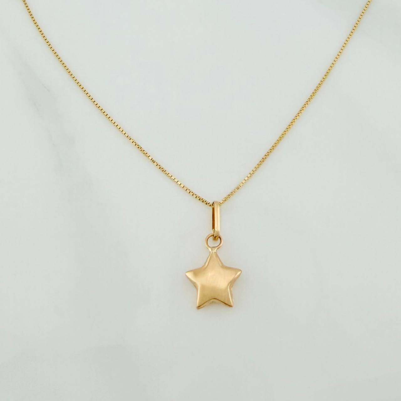 Set Cadena y Dije Veneciana + Estrella 1.2gr / 40.1cm / 0.55mm Oro Amarillo 18K (Oferta) &