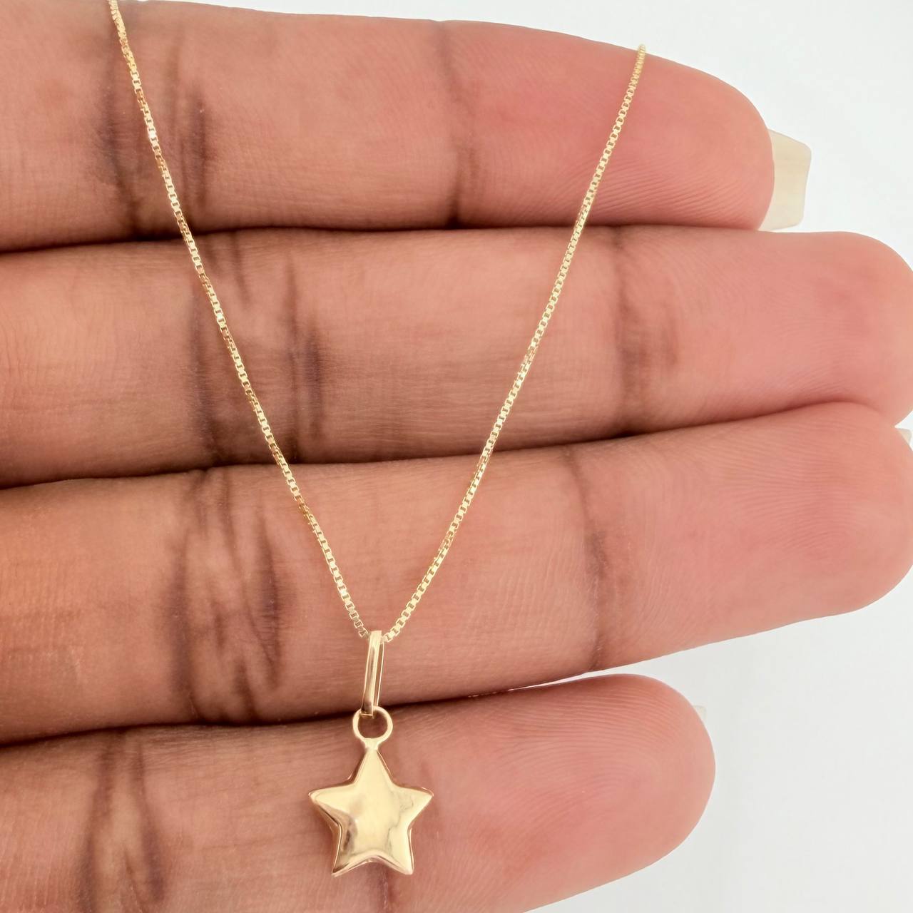 Set Cadena y Dije Veneciana + Estrella 1.2gr / 40.1cm / 0.55mm Oro Amarillo 18K (Oferta) &