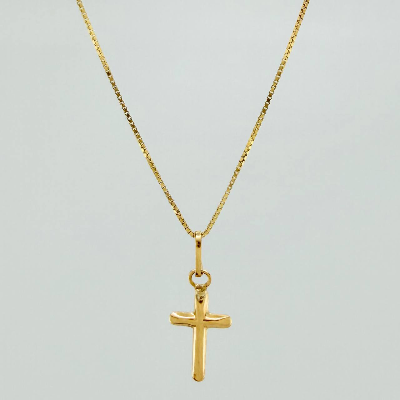 Set Cadena y Dije Veneciana + Cruz 1.15gr / 40.3cm / 0.53mm Oro Amarillo 18K (Oferta) &
