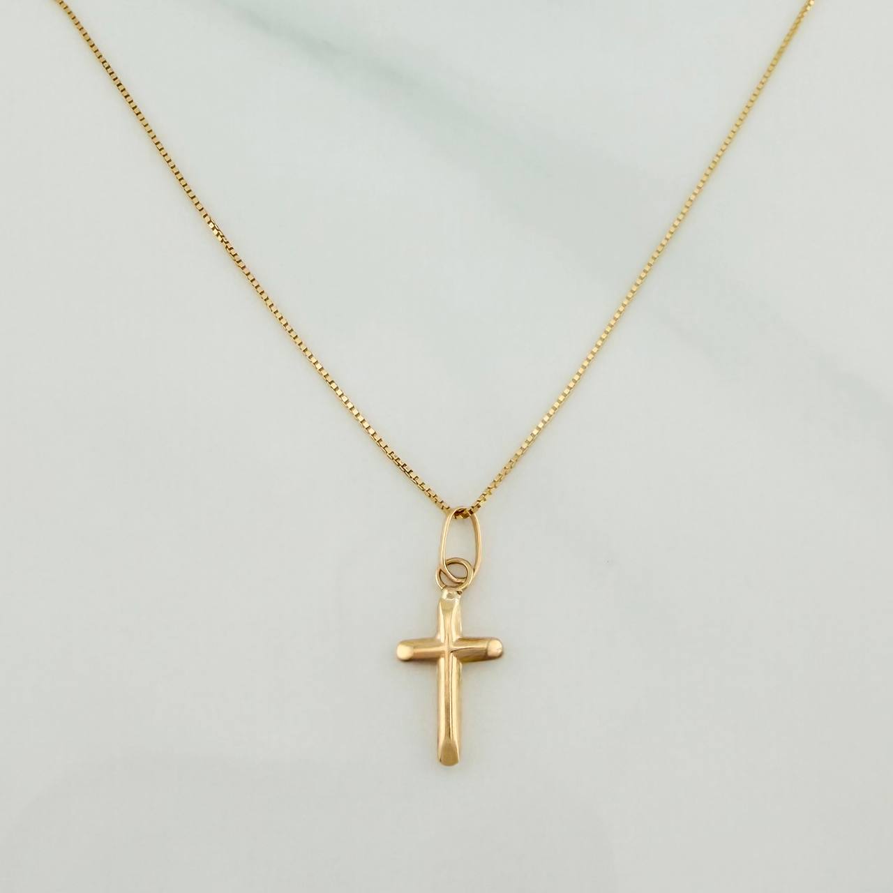 Set Cadena y Dije Veneciana + Cruz 1.15gr / 40.3cm / 0.53mm Oro Amarillo 18K (Oferta) &