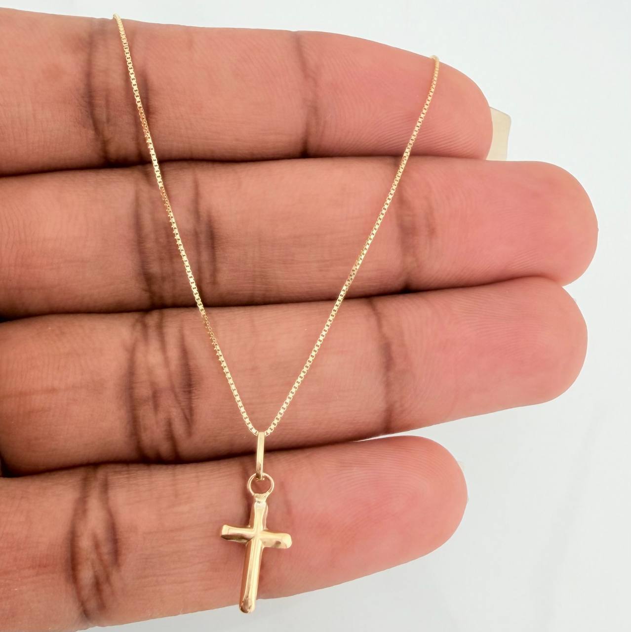 Set Cadena y Dije Veneciana + Cruz 1.15gr / 40.3cm / 0.53mm Oro Amarillo 18K (Oferta) &