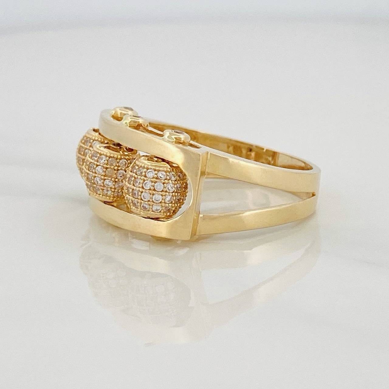 Anillo Bolas de Fuego 8.75g / T9 3/4 Oro Amarillo 18K