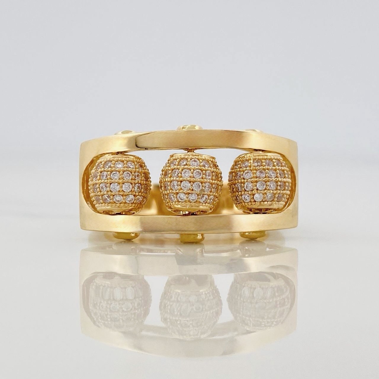 Anillo Bolas de Fuego 8.75g / T9 3/4 Oro Amarillo 18K