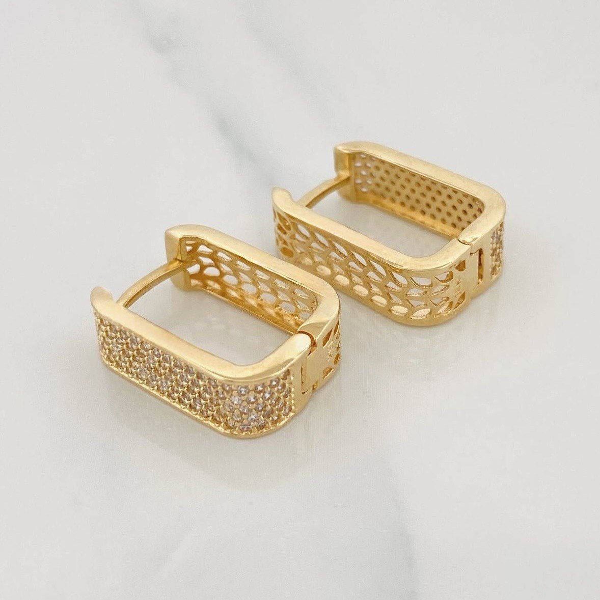 Candongas Cuadradas 7.3g / 1.9cm Oro Amarillo 18K